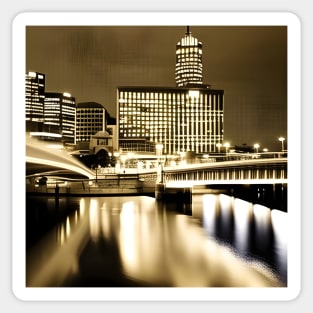 Melbourne City Lights Landscape Photo Sticker